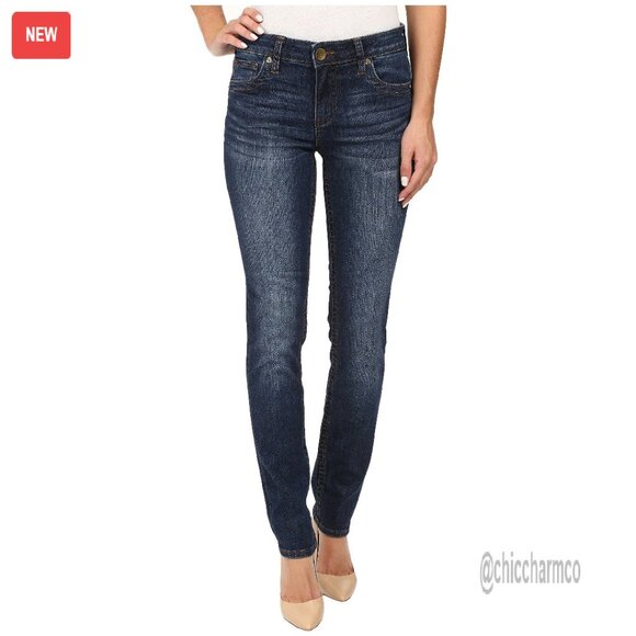 Straight Leg Jeans, 99% Cotton, High Rise, Raw Hem, Versatile Fit